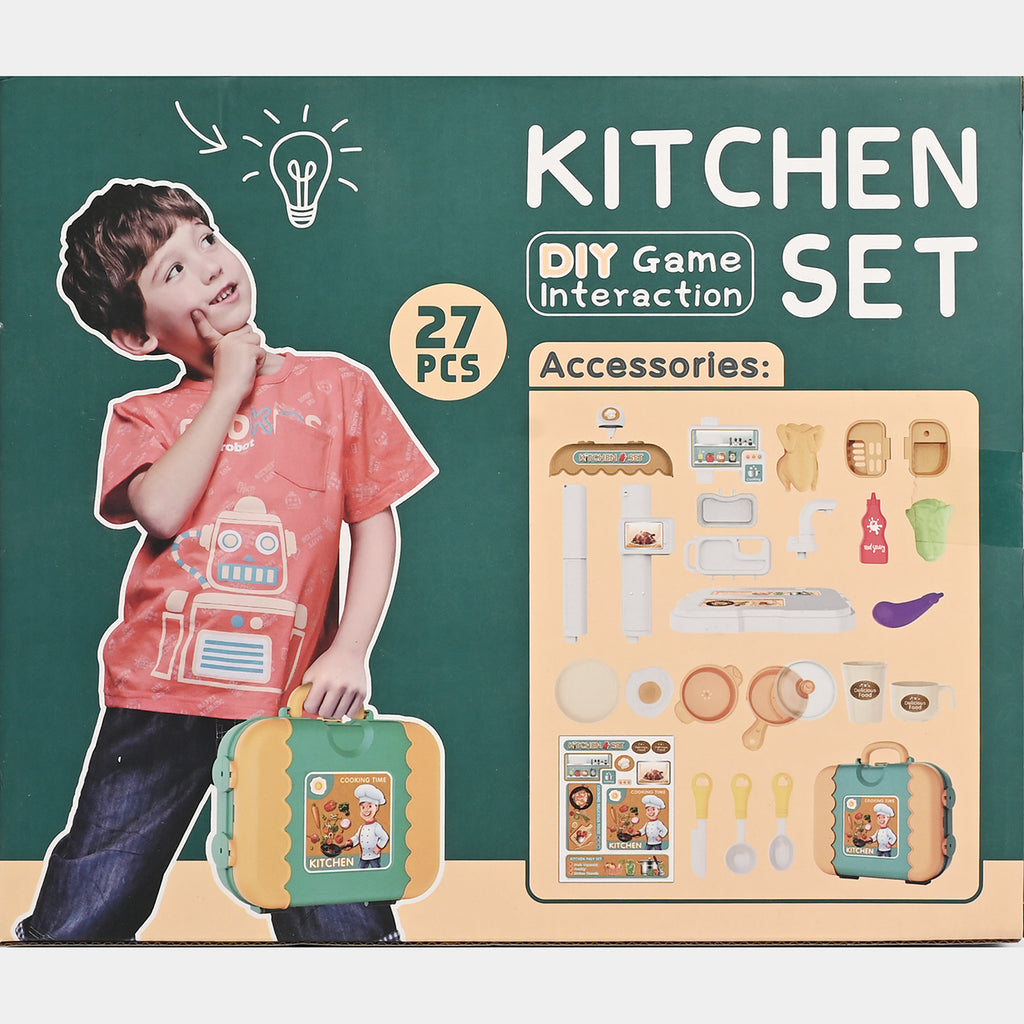 DIY 3-in-1 Portable Kitchen Set Play House Briefcase – 27 PCS